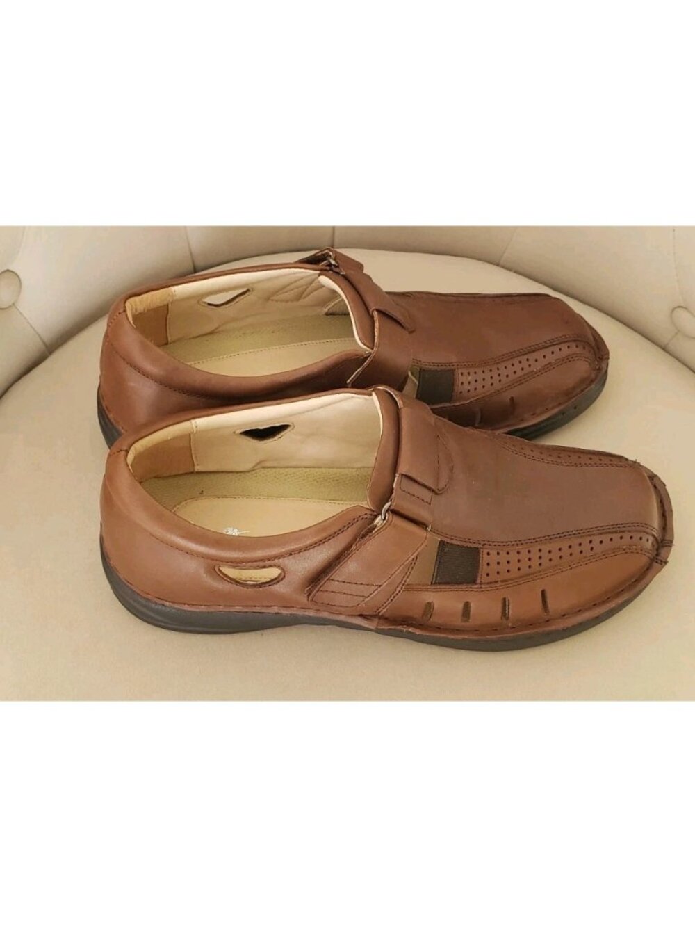 HOOPOE MEN'S ORTO- LINE DIABETES SUPPORT FISHERMAN BROWN LEATHER SANDALS SZ 10